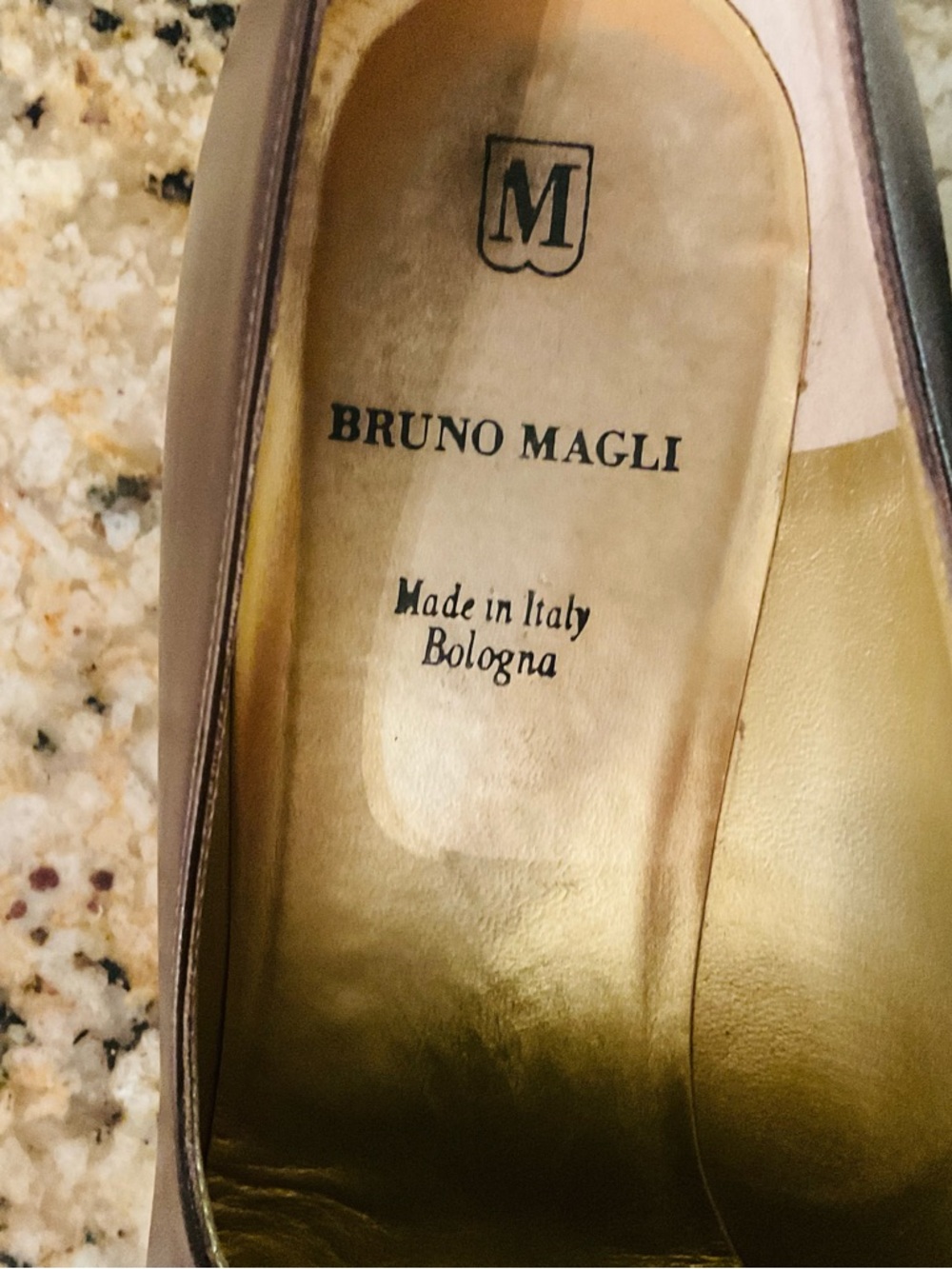 Bruno Magli Dark Brown Leather Slip-On Dress Shoes with Gold Buttons - Picture 2 of 6